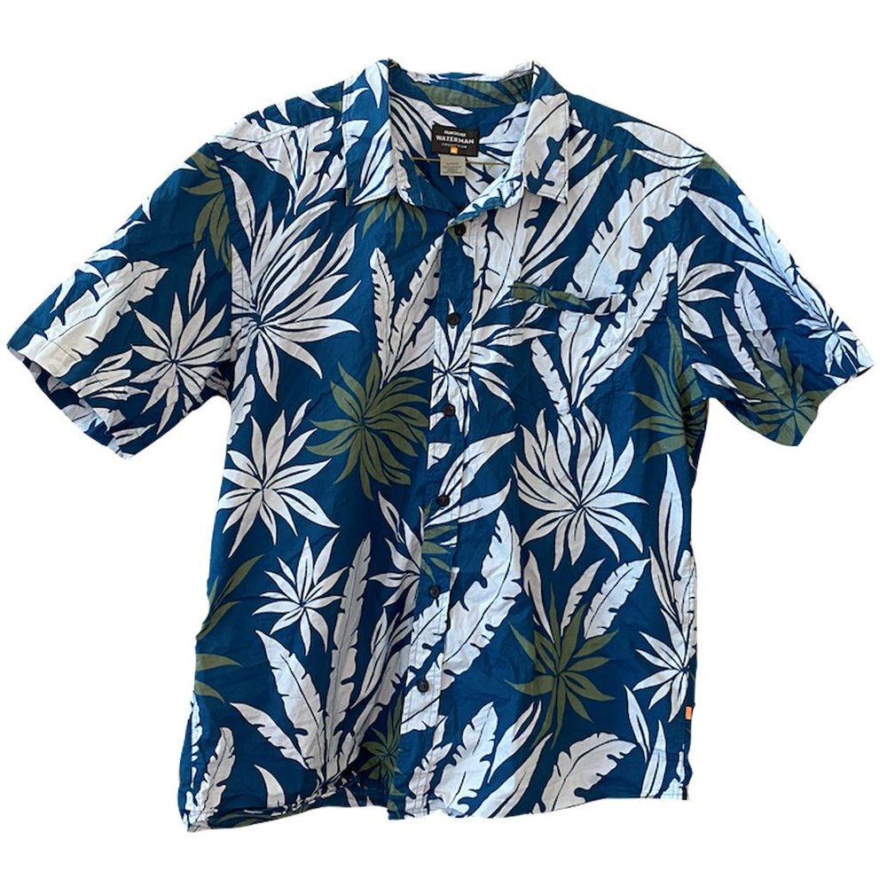 Quicksilver Leaf Print Aloha Button Down